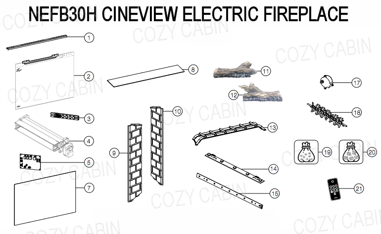 CINEVIEW ELECTRIC FIREPLACE (NEFB30H) #NEFB30H